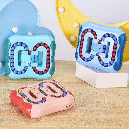 Fidget Cube, Rotating Finger Cube with Beads, Fidget Toys for Adults and Kids, Stress Relief Toys for Brain Development