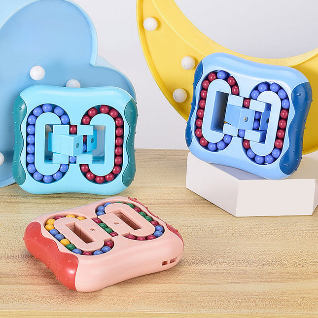 Fidget Cube, Rotating Finger Cube with Beads, Fidget Toys for Adults and Kids, Stress Relief Toys for Brain Development