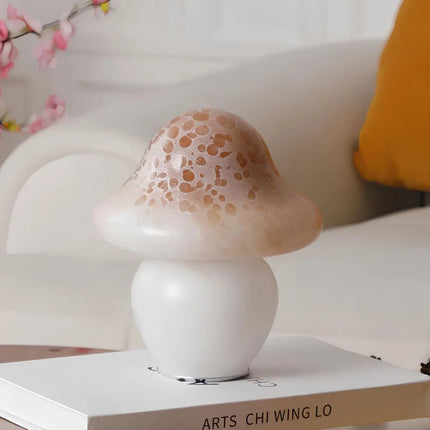 Dimmable Mushroom Table Lamp with Premium Speckled Glass | Adjustable Lighting for Elegant Home Decor