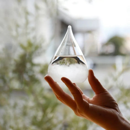 Weather Glow Display with Color-Changing Crystals | Captivating Temperature Indicator in Glass and Wood