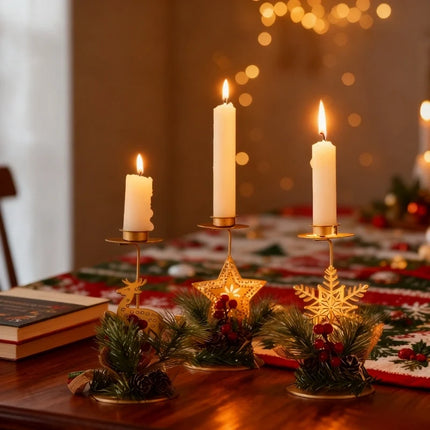 Iron Candle Holder with Holiday / Christmas Motifs | Festive Decor for Cozy Christmas Ambiance