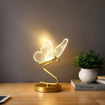 Wing-Inspired Table Lamp with Adjustable Lighting | Rechargeable Acrylic Design for Elegant Home Decor