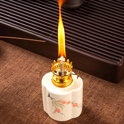 Ceramic Oil Lantern with Adjustable Flame Control | Handcrafted Décor for Cozy Ambiance