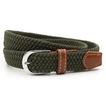 Stretch Belt with Silver Buckle, Woven Braided Belt with No Holes – image 8