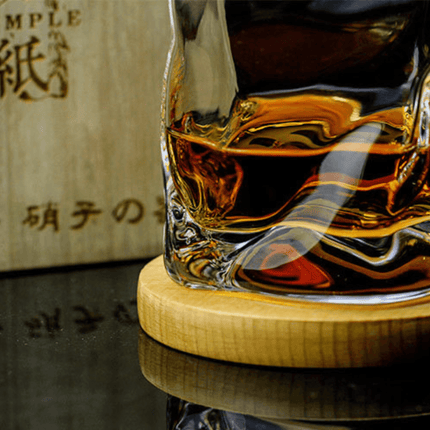 Whisky Glass with Wooden Box, Edo Kiriko Crumple Whiskey Glasses