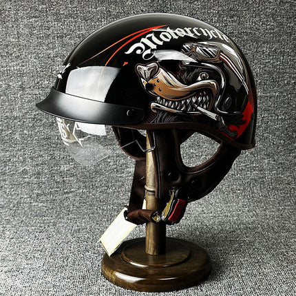 Motorcycle Helmets, Chopper Half Helmet with Drop Down Visor – image 10