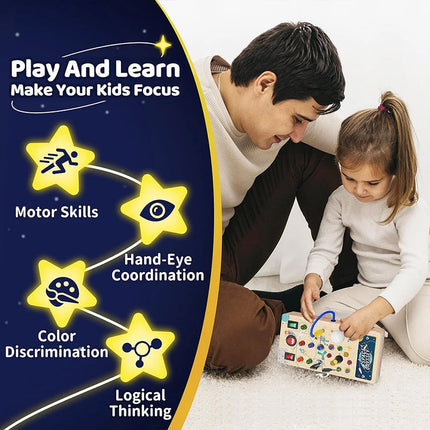 Montessori Busy Board with 15 LED Lights – image 9