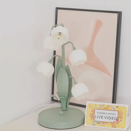 Floral Iron Table Lamp with High-Transparency Shade | Elegant LED Lighting Inspired by Lily of the Valley
