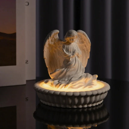Aroma Light Diffuser Shaped like Angel with Dimmable Warm Glow | Natural Gypsum for Serene Ambiance and Aromatherapy