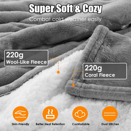 Heated Blanket with Dual Control, Electric Blanket in Twin, Full, Queen, King
