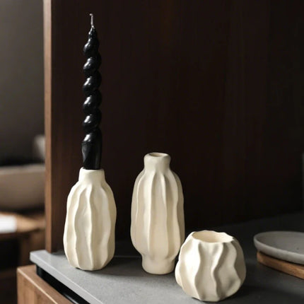 Hand-Crafted Ceramic Candle Holder with Modern Organic Design | Sculptural Accent for Taper Candles and Decor