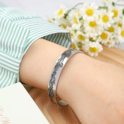Stainless Steel Cuff Bracelet with Proud of You Message – image 5
