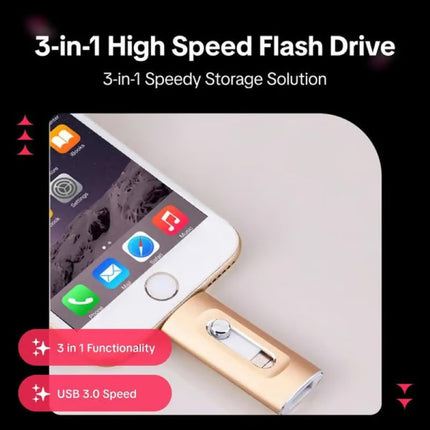 USB Flash Drive 3 in 1, USB C Flash Drive for Phone and Computer – image 8