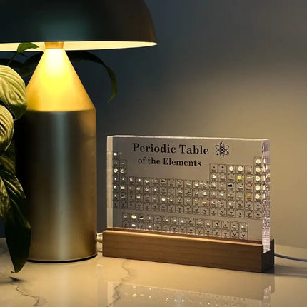 Real Elements Periodic Table Display with Integrated LED Lighting | Educational Acrylic Centerpiece for Science Enthusiasts