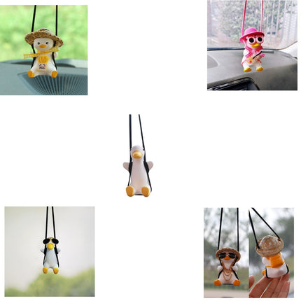 Cute Duck Hanging Ornament for Car Rearview Mirror | High-Quality Resin Pendant for Stress Relief and Decoration