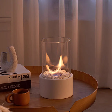 Oil Lamp with Clear Glass Cylinder & Metal Frame | Elegant Atmosphere for Indoor & Outdoor Décor