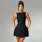 Slim-Fitting Backless Summer Dress in Black or White | Sexy Sleeveless Design for Effortless Style