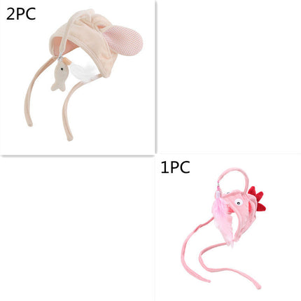 Head-Wearing Cat Toy with Feather Teaser | Adjustable Interactive Hat for Hands-Free Play