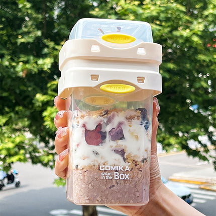 Portable Double Layer Salad and Yogurt Cup with Freshness Seal | Healthy Meal Solution for On-the-Go Eating