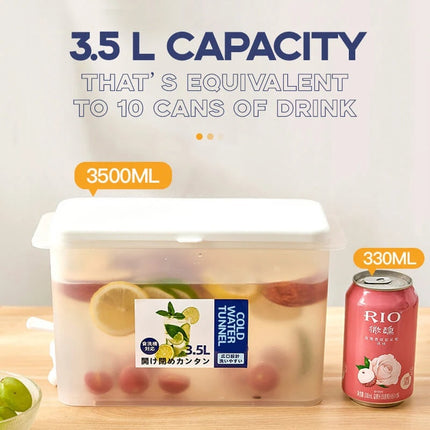 Large Capacity Refrigerator Storage Jar with Faucet | 3.5L Food-Grade Container for Cold Drinks