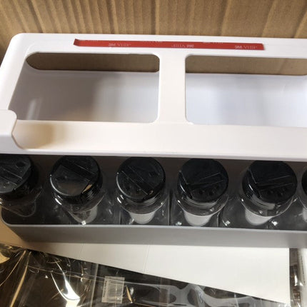 Punch-Free Spice Rack with 6 Glass Jars | Installation-Free Kitchen Organizer for Modern Simplicity