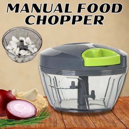 Manual Food Chopper with Stainless Steel Blades | Effortless Vegetable Cutting for Quick Meal Prep