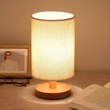 Dimmable Organic Glow Lamp with Remote Control | Natural Wood and Cloth Design for Adjustable Lighting