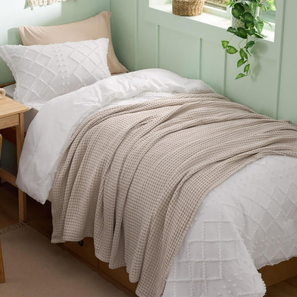 Vepine Cozy Comfort | %100 Cotton Blanket with Waffle Weave Design | Lightweight & Breathable for Year-Round Use