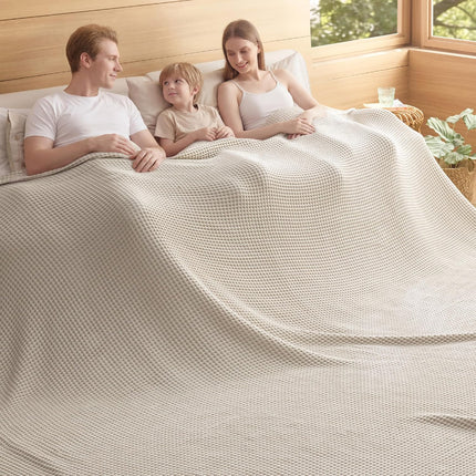 Vepine Cozy Comfort | %100 Cotton Blanket with Waffle Weave Design | Lightweight & Breathable for Year-Round Use