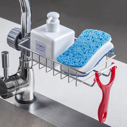 Adjustable Stainless Steel Sink Drain Rack with Clip-On Design | Space-Saving Solution for Kitchen and Bathroom Organization