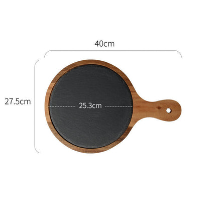Black Acacia Wood Pizza Plate with Elegant Design | Versatile Serving Solution for Pizza and Steak