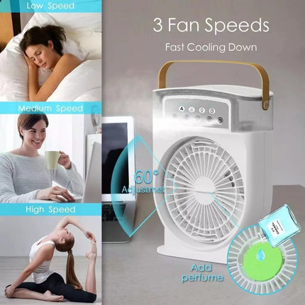 Portable USB Air Cooler with Adjustable Fan and 7-Color LED Lights | Personal Comfort for Home and Office