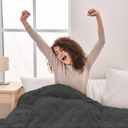 Cozy Haven | 100% Cotton Blanket in Grey with 350 GSM Softness | Lightweight & Breathable for Year-Round Comfort