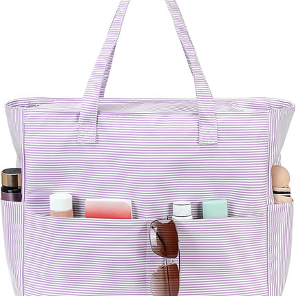 Coastal Collection | Large Waterproof Beach Tote Bag with Zipper & Wet Pocket | Versatile for Travel, Gym, and Grocery