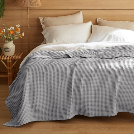 Vepine Cozy Comfort | %100 Cotton Blanket with Waffle Weave Design | Lightweight & Breathable for Year-Round Use