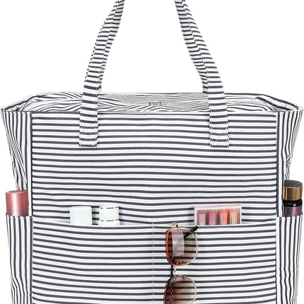 Coastal Collection | Large Waterproof Beach Tote Bag with Zipper & Wet Pocket | Versatile for Travel, Gym, and Grocery