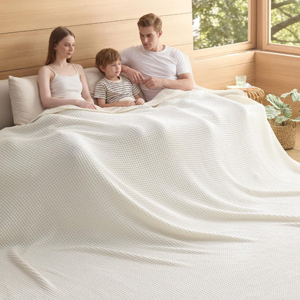 Vepine Cozy Comfort | %100 Cotton Blanket with Waffle Weave Design | Lightweight & Breathable for Year-Round Use