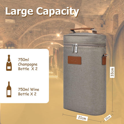 Insulated Wine Tote Carrier Bag with Padded Design | Leakproof Cooler for Travel and Parties