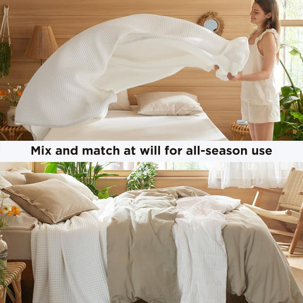 Vepine Cozy Comfort | %100 Cotton Blanket with Waffle Weave Design | Lightweight & Breathable for Year-Round Use