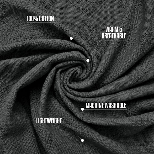 Cozy Haven | 100% Cotton Blanket in Grey with 350 GSM Softness | Lightweight & Breathable for Year-Round Comfort