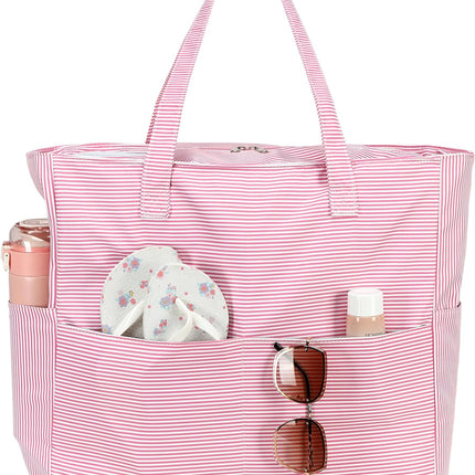 Coastal Collection | Large Waterproof Beach Tote Bag with Zipper & Wet Pocket | Versatile for Travel, Gym, and Grocery