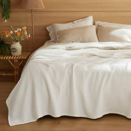 Vepine Cozy Comfort | %100 Cotton Blanket with Waffle Weave Design | Lightweight & Breathable for Year-Round Use