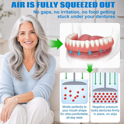 Vepine Custom Fit | Moldable Silicone Dentures with Natural Look | Comfortable Temporary Teeth for Daily Use & Special Occasions