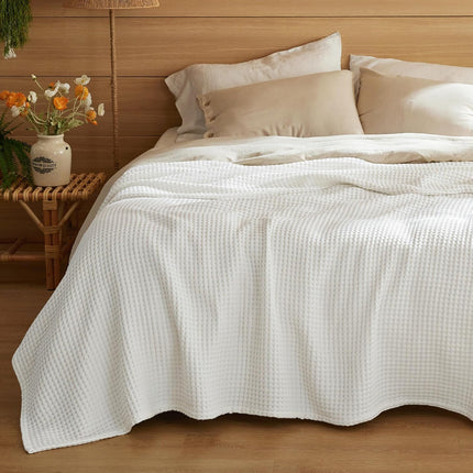 Vepine Cozy Comfort | %100 Cotton Blanket with Waffle Weave Design | Lightweight & Breathable for Year-Round Use
