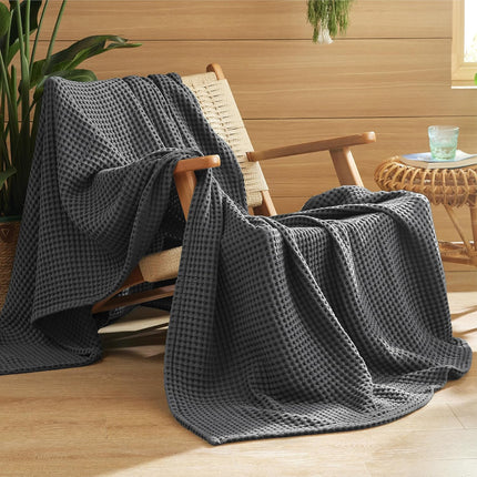 Vepine Cozy Comfort | %100 Cotton Blanket with Waffle Weave Design | Lightweight & Breathable for Year-Round Use