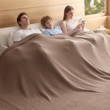 Vepine Cozy Comfort | %100 Cotton Blanket with Waffle Weave Design | Lightweight & Breathable for Year-Round Use
