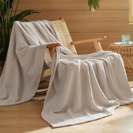 Vepine Cozy Comfort | %100 Cotton Blanket with Waffle Weave Design | Lightweight & Breathable for Year-Round Use