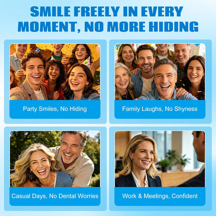 Vepine Custom Fit | Moldable Silicone Dentures with Natural Look | Comfortable Temporary Teeth for Daily Use & Special Occasions