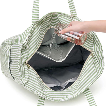 Coastal Collection | Large Waterproof Beach Tote Bag with Zipper & Wet Pocket | Versatile for Travel, Gym, and Grocery