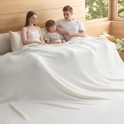 Vepine Cozy Comfort | %100 Cotton Blanket with Waffle Weave Design | Lightweight & Breathable for Year-Round Use